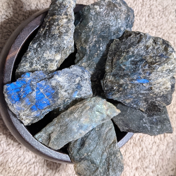 Raw Labradorite Chunk with Polished Side - Picture 2 of 2